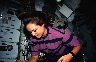 Jernigan onboard Space Shuttle