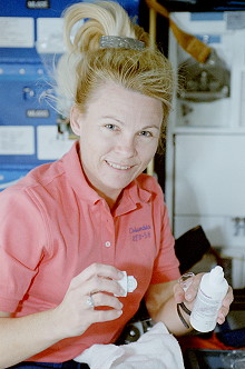 Seddon onboard Space Shuttle