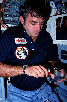 Brandenstein onboard Shuttle