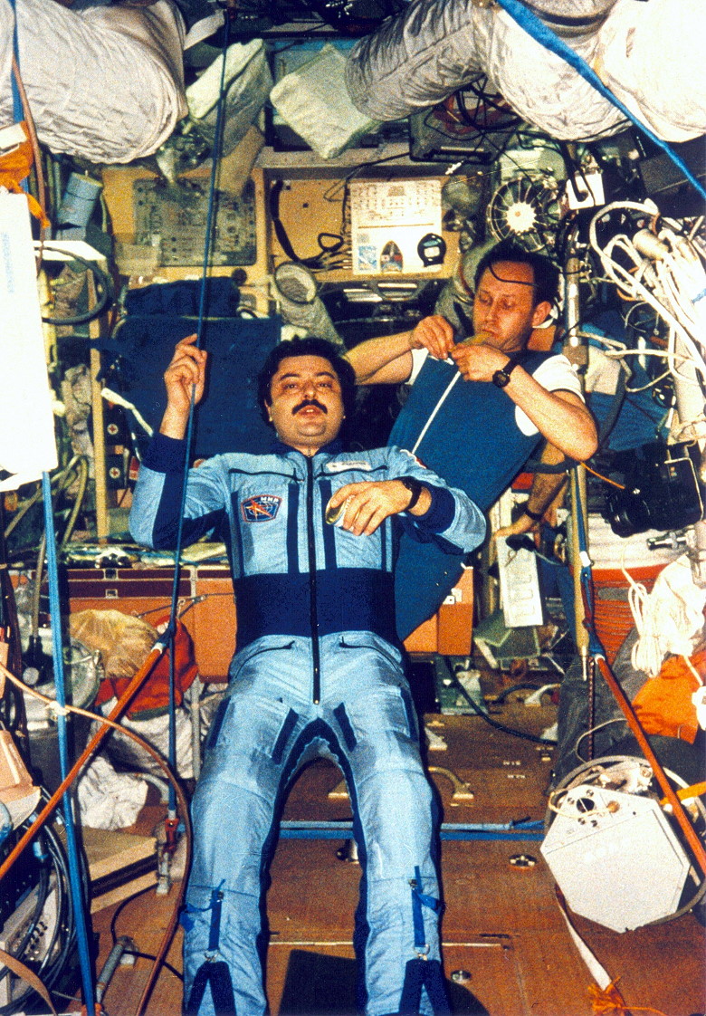 Artsebarsky and Manarov onboard Mir