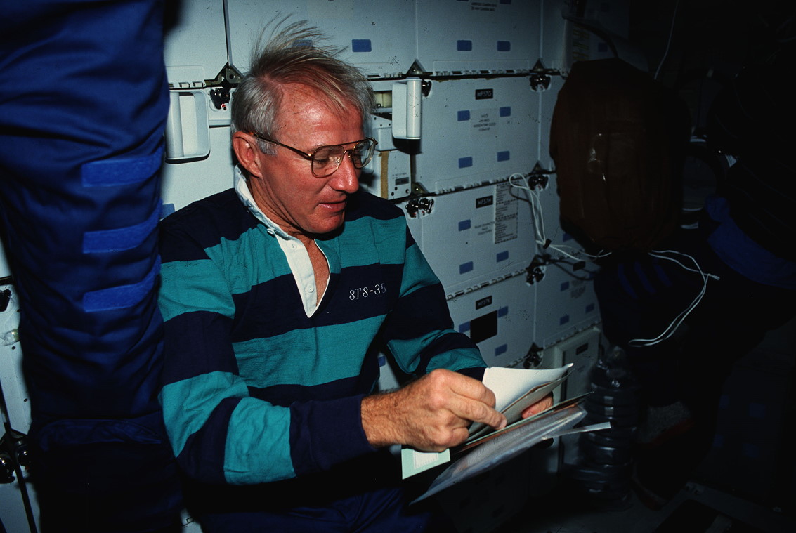 Brand onboard Space Shuttle